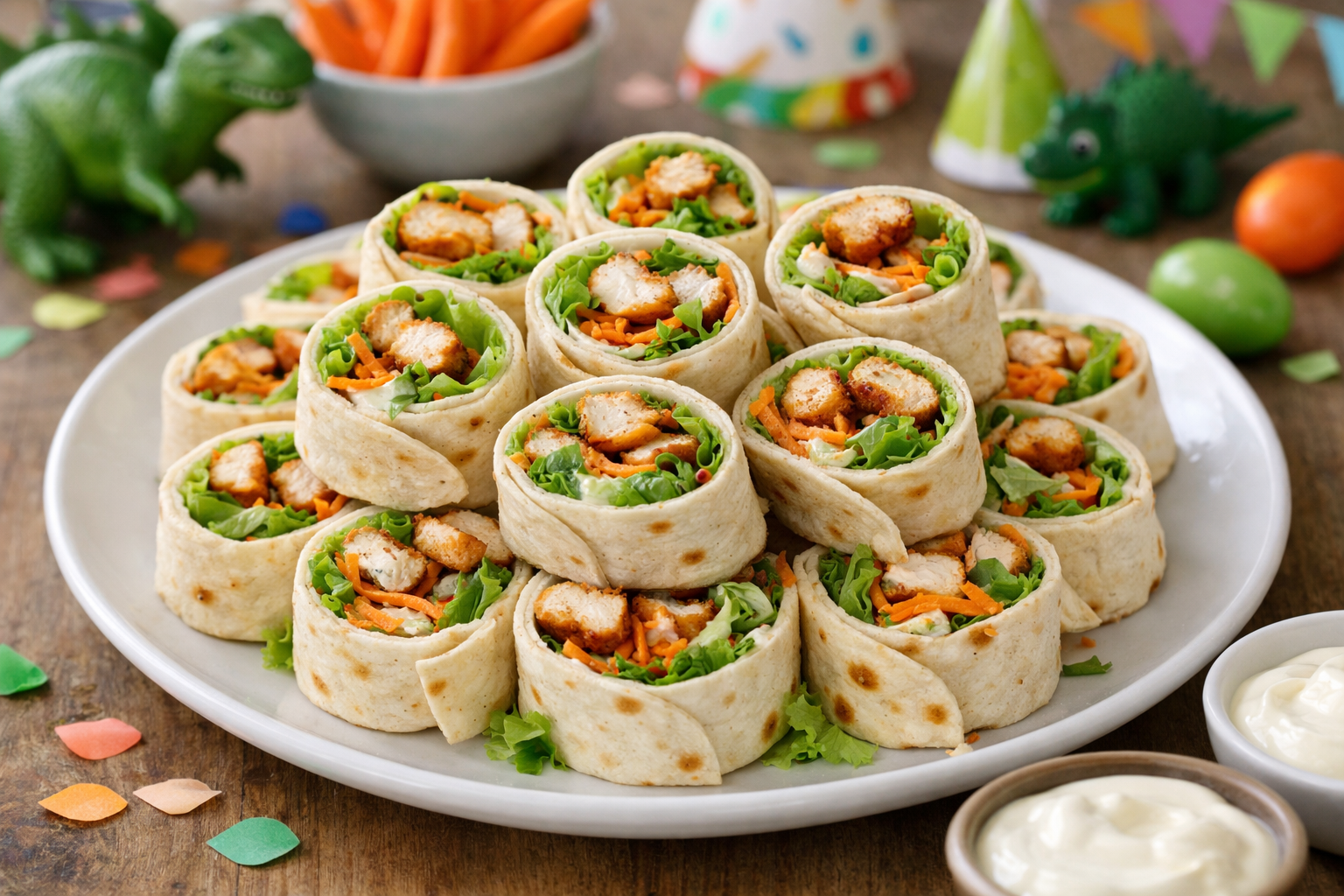 Mini Haehnchen-Wrap-Rolls